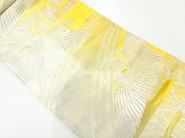 JAPANESE KIMONO / VINTAGE NAGOYA OBI / WOVEN STRIPE & CRANE